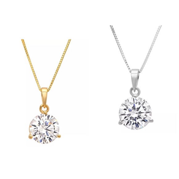 1.8CT Round Martini Pendant 14K Gold - Picture 1 of 6